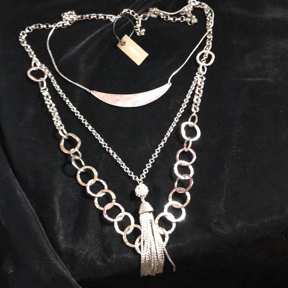 Chico’s 3 in 1 Multi Level SilverTone Necklace NWT